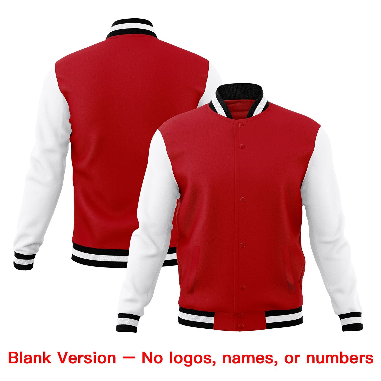 Custom Red Black White Classic Style Full-Snap Wrinkle-Resistant Jacket| KXKSHOP