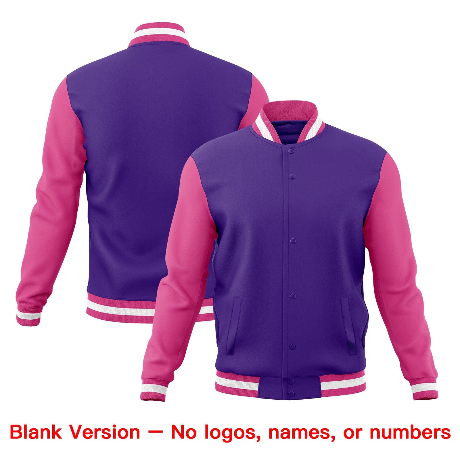 Custom Purple Pink White Classic Style Full-Snap Wrinkle-Resistant Jacket| KXKSHOP