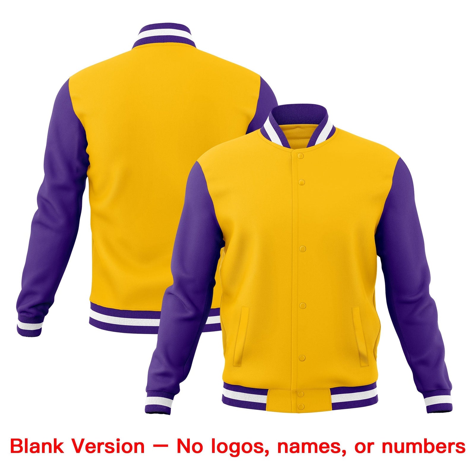 Custom Gold Purple White Classic Style Full-Snap Wrinkle-Resistant Jacket| KXKSHOP