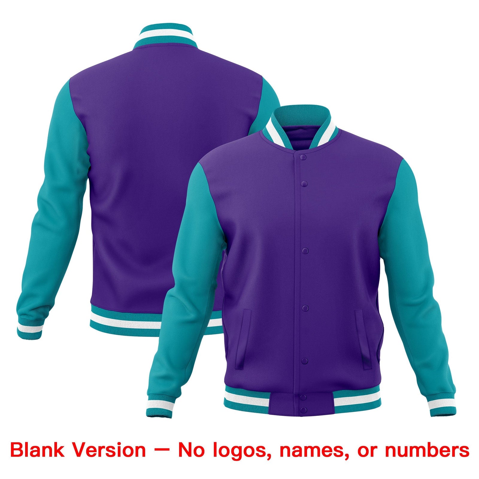 Custom Purple Teal White Classic Style Full-Snap Wrinkle-Resistant Jacket| KXKSHOP