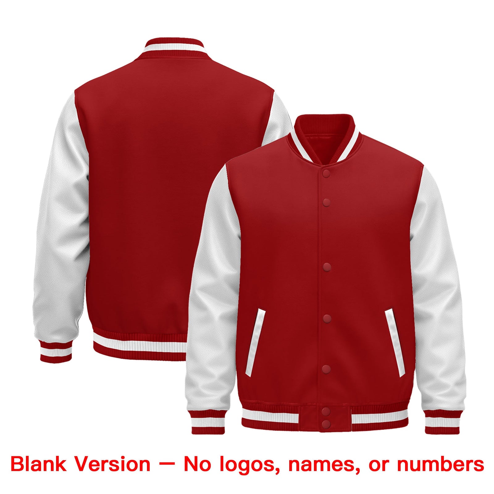 Custom Red White Raglan Sleeves Varsity Full-Snap Leather Sleeves Letterman Jacket| KXKSHOP