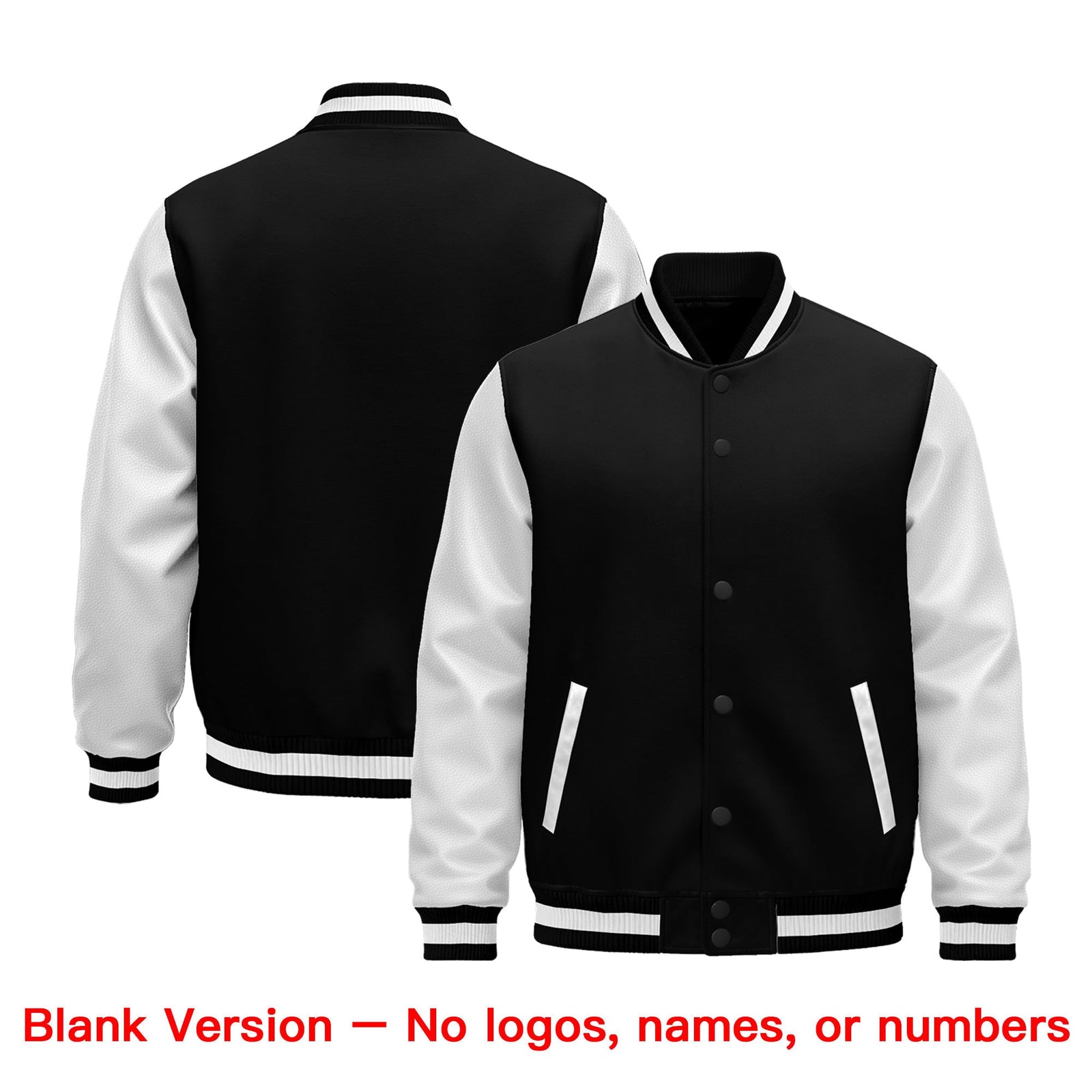 Custom White Black Raglan Sleeves Varsity Full-Snap Leather Sleeves Letterman Jacket| KXKSHOP
