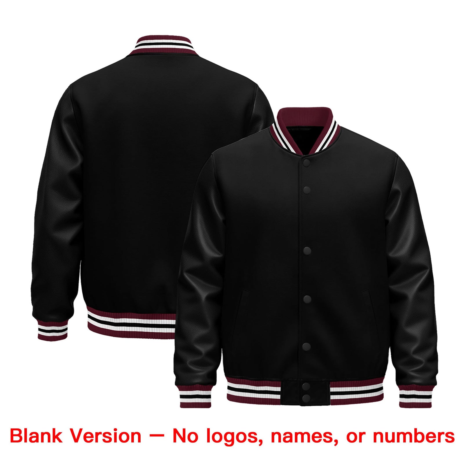 Custom Black Crimson White Classic Style Leather Sleeves Wrinkle-Resistant Jacket| KXKSHOP