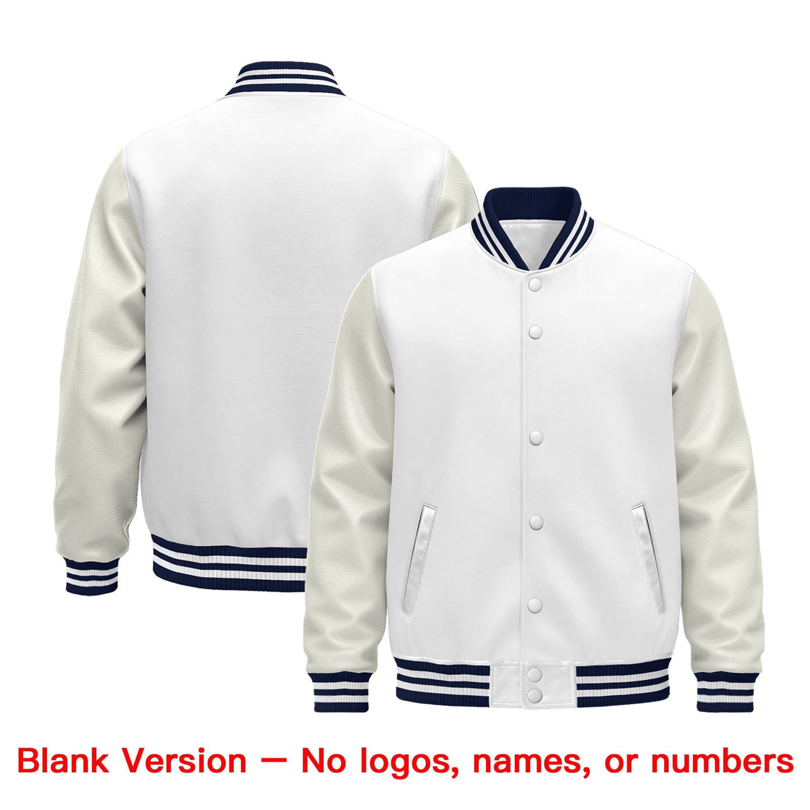 Custom White Navy Classic Style Leather Sleeves Wrinkle-Resistant Jacket| KXKSHOP