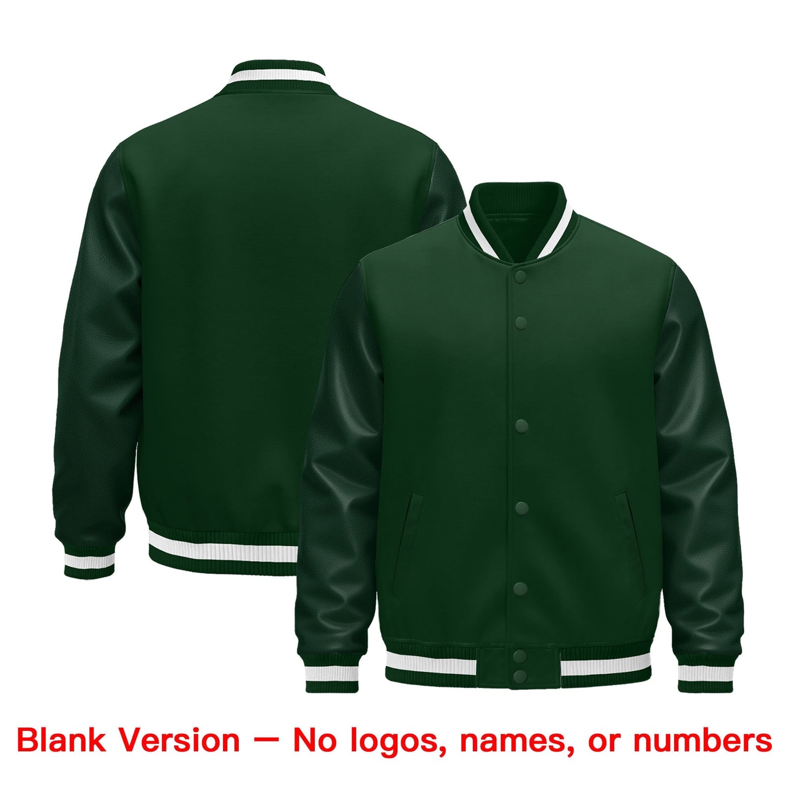 Custom Green White Classic Style Leather Sleeves Wrinkle-Resistant Jacket| KXKSHOP