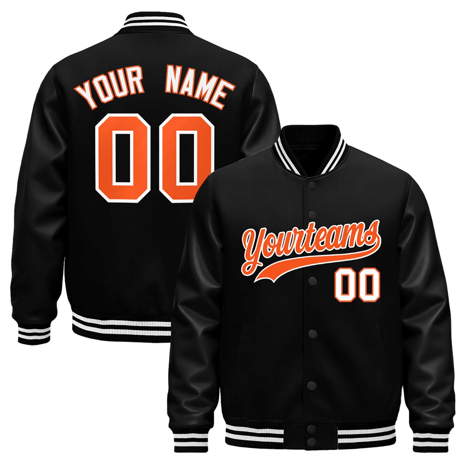 Custom Black White Classic Style Leather Sleeves Wrinkle-Resistant Jacket| KXKSHOP