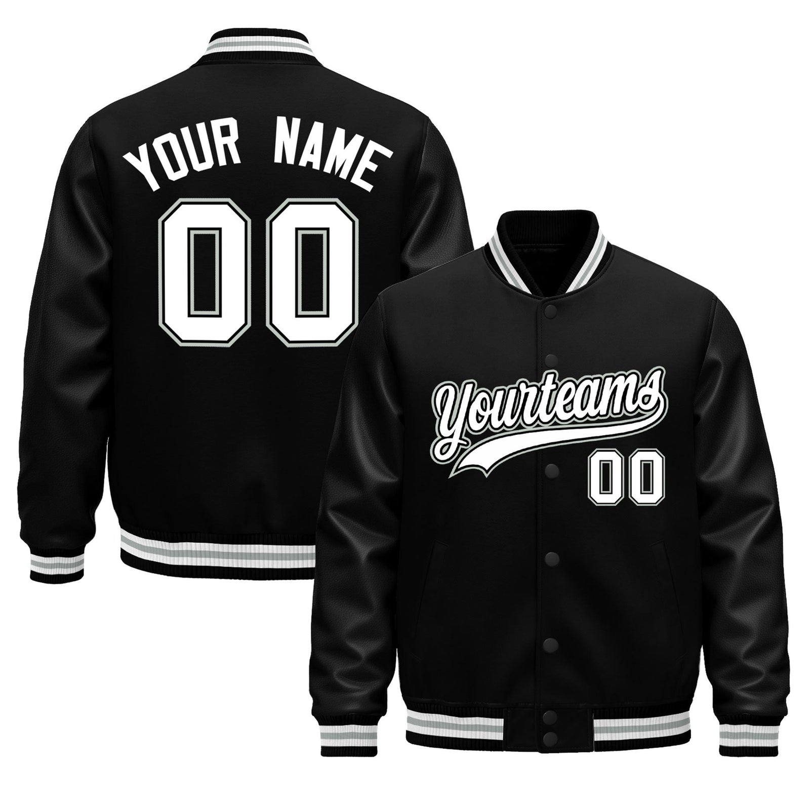 Custom Black White Gray Classic Style Leather Sleeves Wrinkle-Resistant Jacket| KXKSHOP