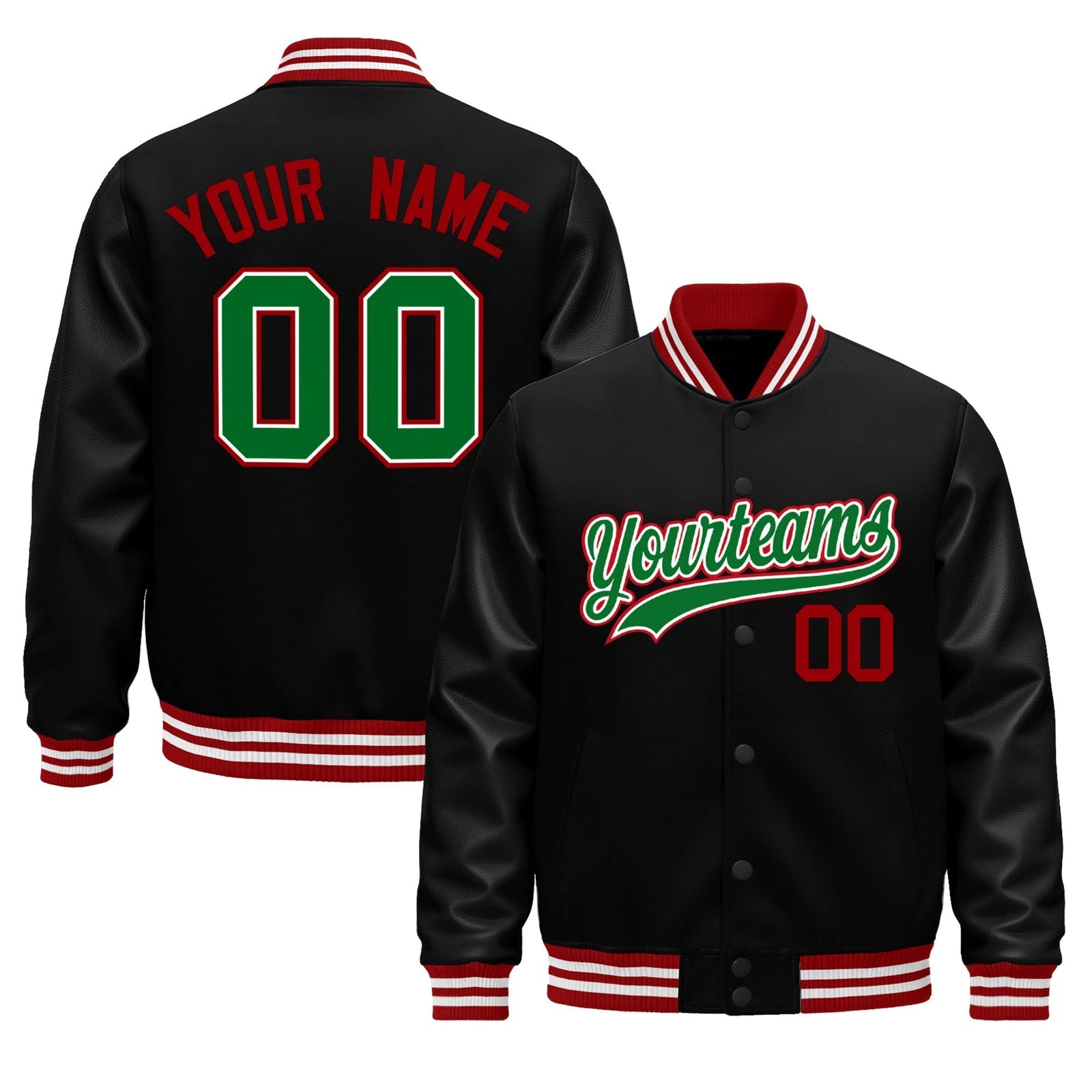 Custom Black Red White Jacket - Classic Style Leather Sleeves Wrinkle-Resistant