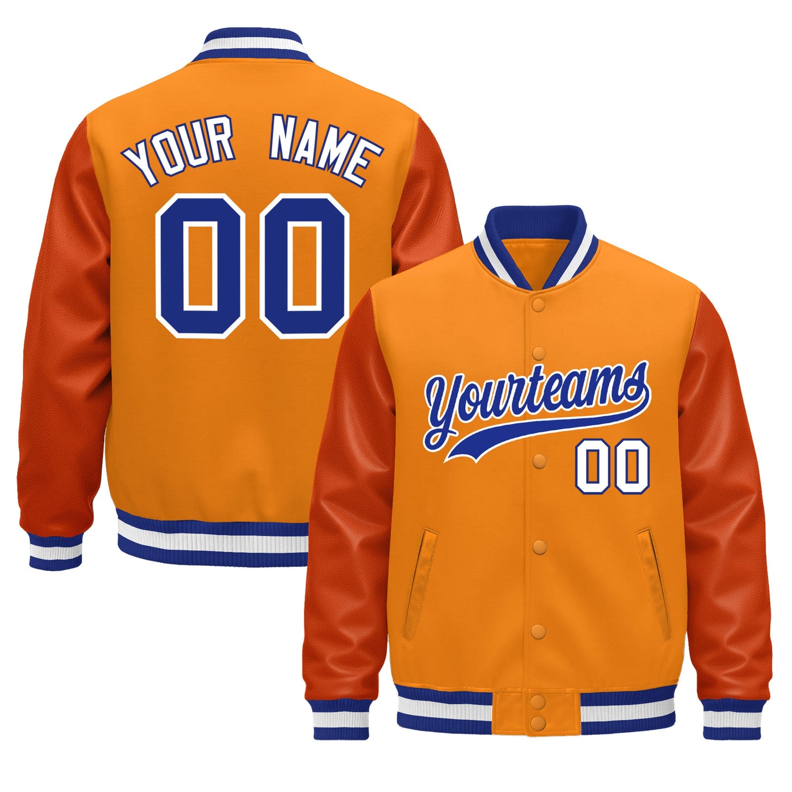 Custom Royal Blue White Classic Style Leather Sleeves Wrinkle-Resistant Jacket| KXKSHOP