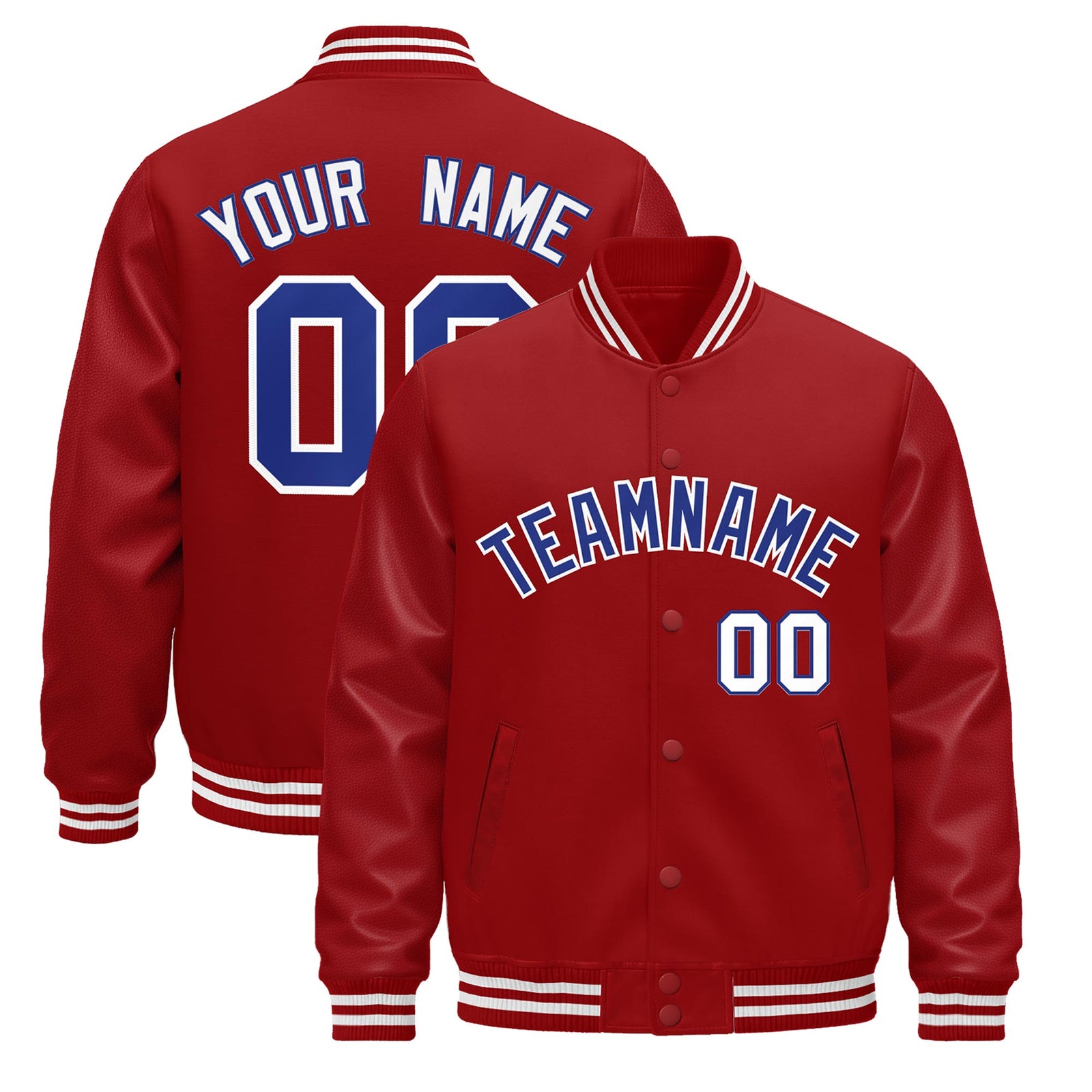 Custom Royal Blue White Classic Style Leather Sleeves Wrinkle-Resistant Jacket| KXKSHOP