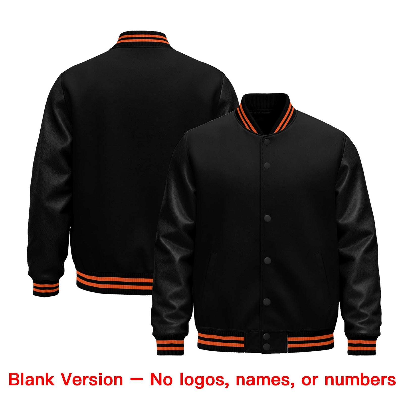 Custom Black Orange Classic Style Leather Sleeves Wrinkle-Resistant Jacket| KXKSHOP