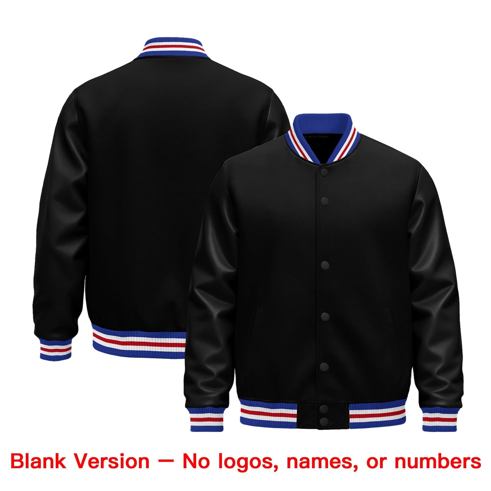 Custom Black Royal Blue White Classic Style Leather Sleeves Wrinkle-Resistant Jacket| KXKSHOP