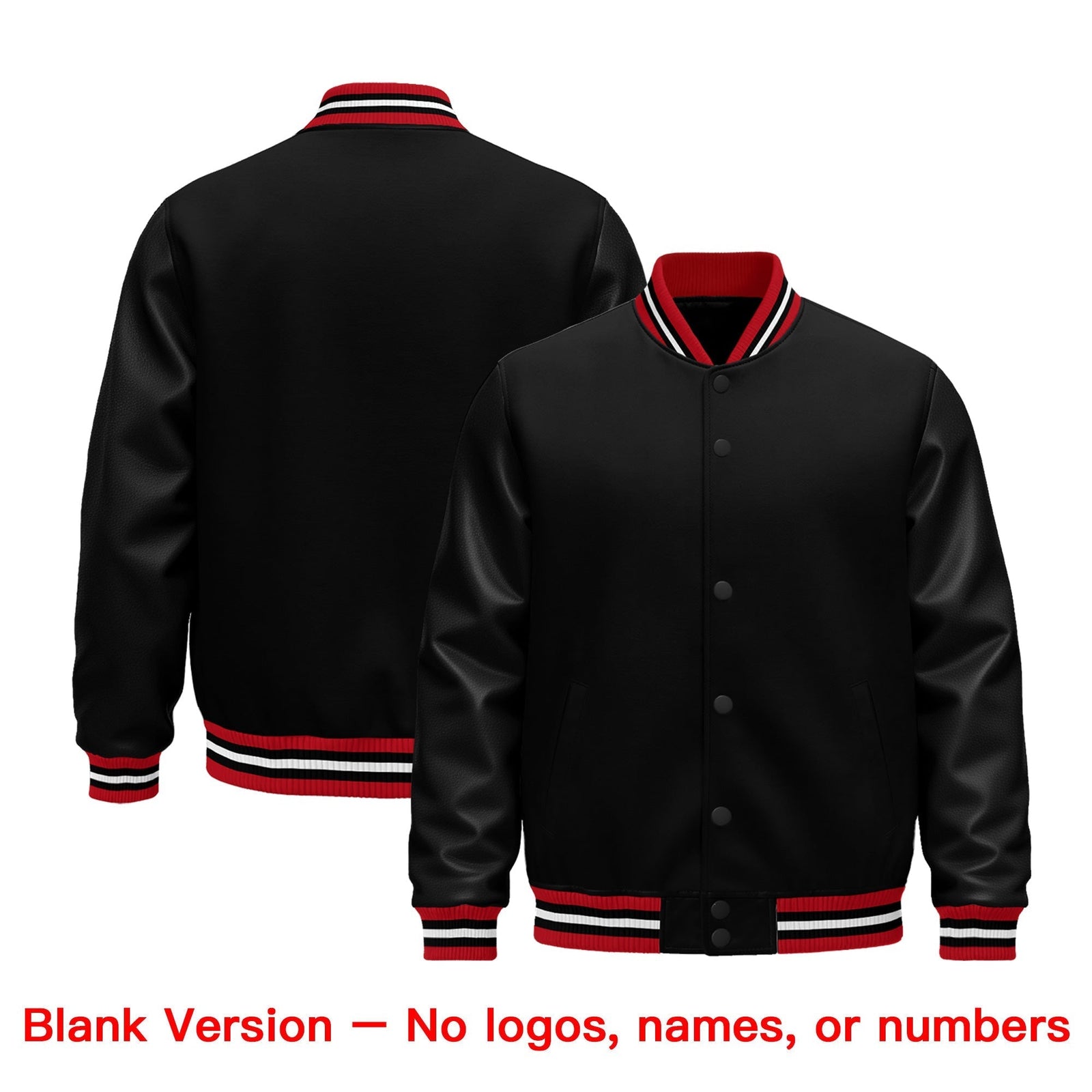 Custom Black Red White Classic Style Leather Sleeves Wrinkle-Resistant Jacket| KXKSHOP
