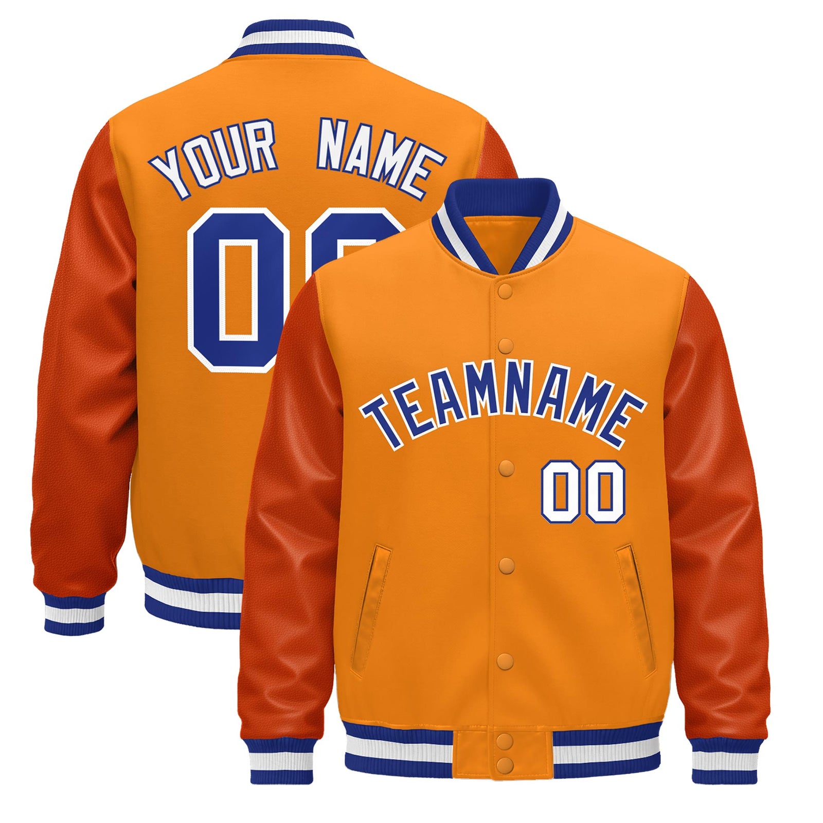 Custom Royal Blue White Classic Style Leather Sleeves Wrinkle-Resistant Jacket| KXKSHOP