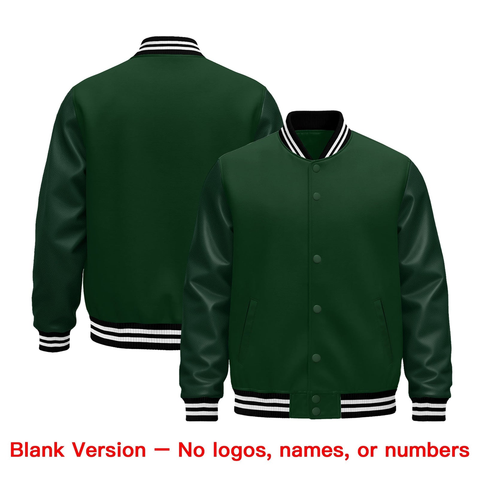 Custom Green Black White Classic Style Leather Sleeves Wrinkle-Resistant Jacket| KXKSHOP