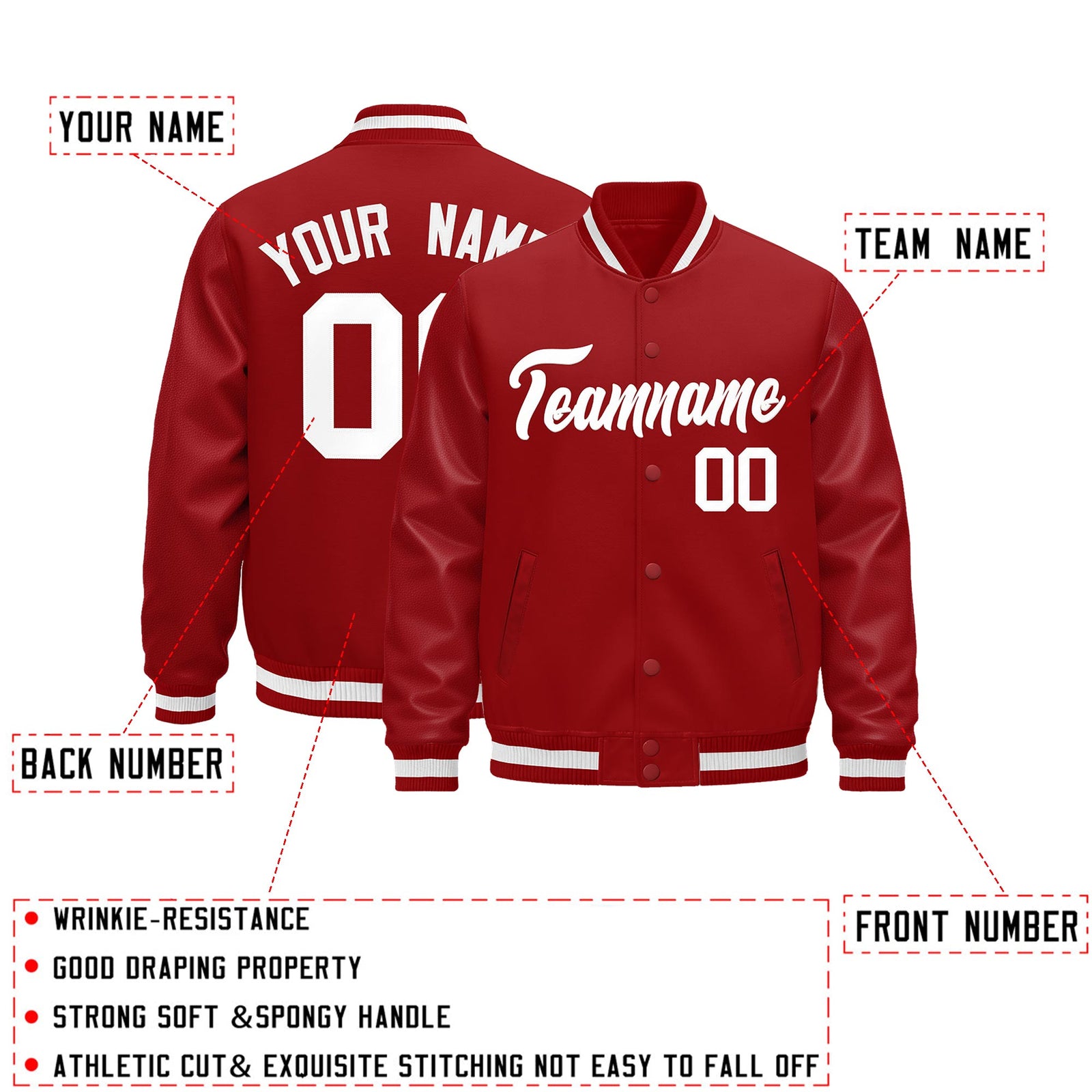 Custom Navy Teal Gray Classic Style Leather Sleeves Wrinkle-Resistant Jacket| KXKSHOP