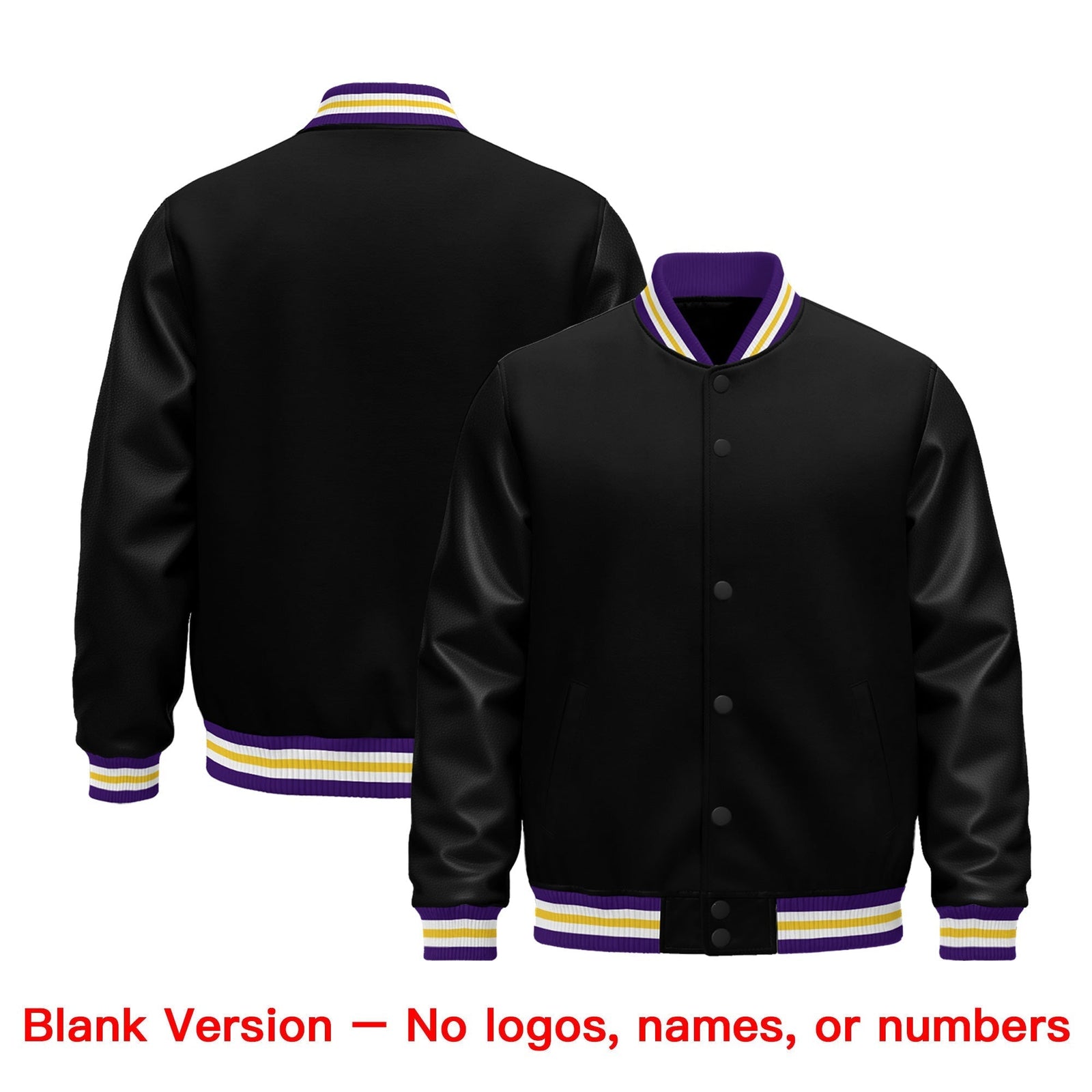 Custom Black Purple White Classic Style Leather Sleeves Wrinkle-Resistant Jacket| KXKSHOP