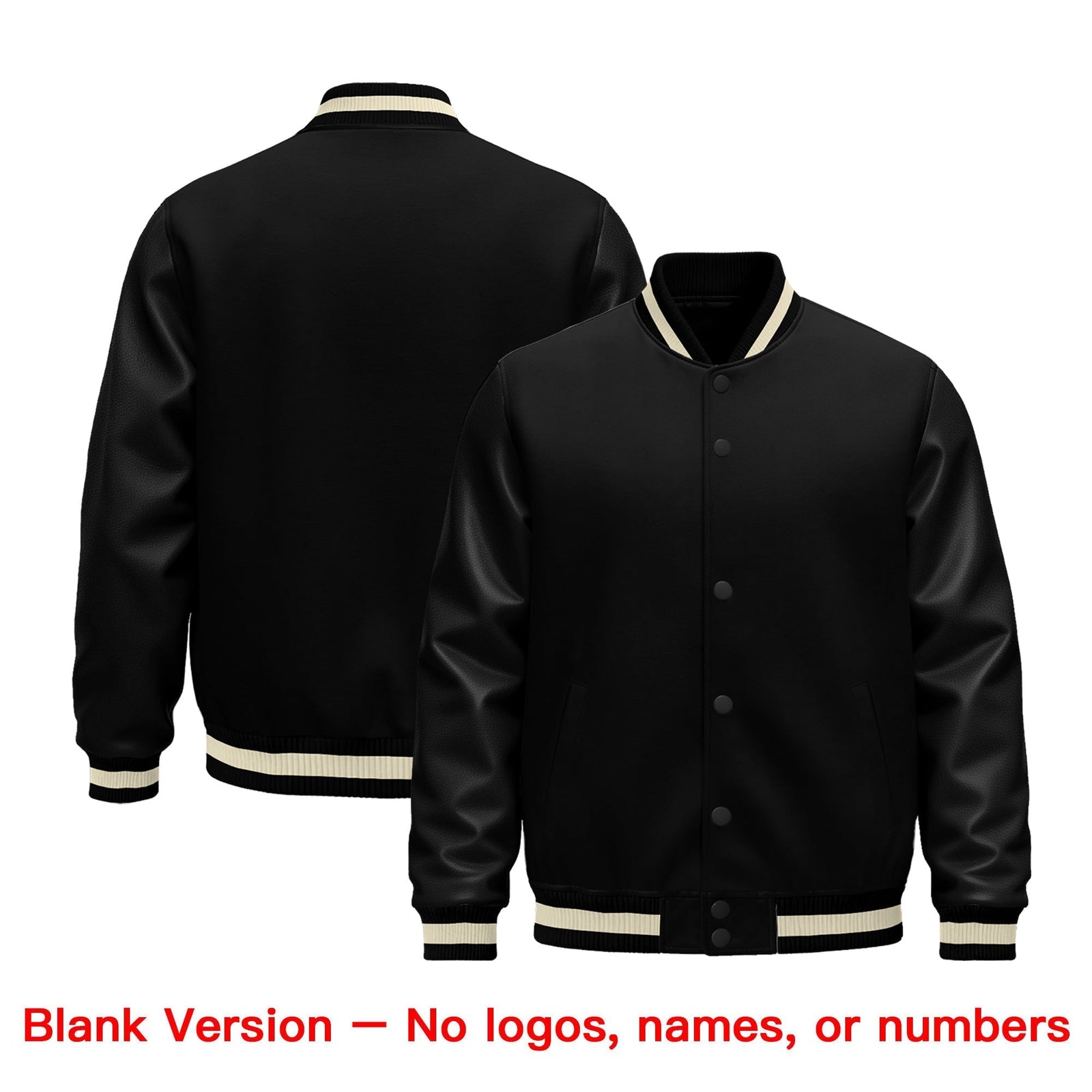 Custom Black Cream Classic Style Leather Sleeves Wrinkle-Resistant Jacket| KXKSHOP