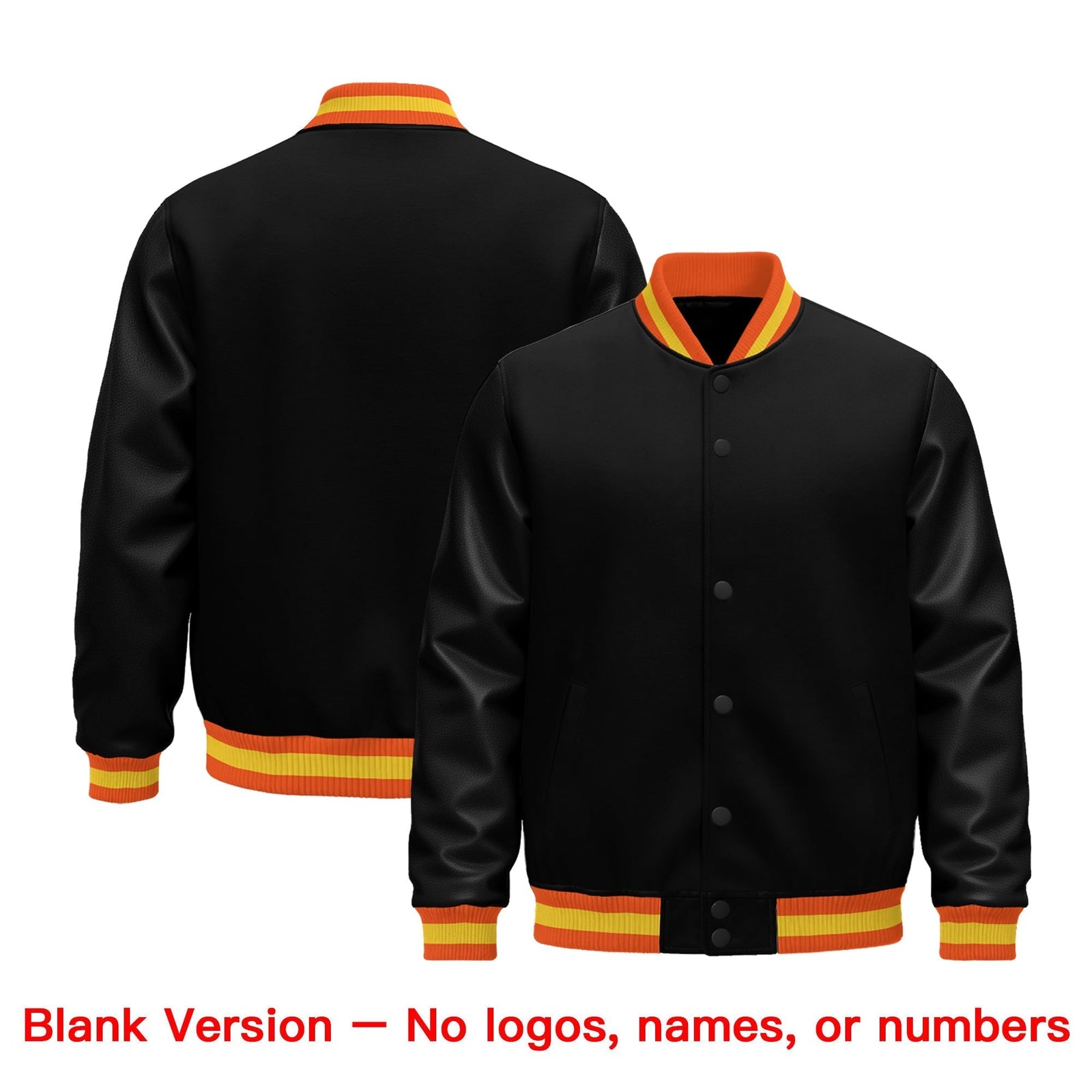 Custom Black Orange Gold Classic Style Leather Sleeves Wrinkle-Resistant Jacket| KXKSHOP
