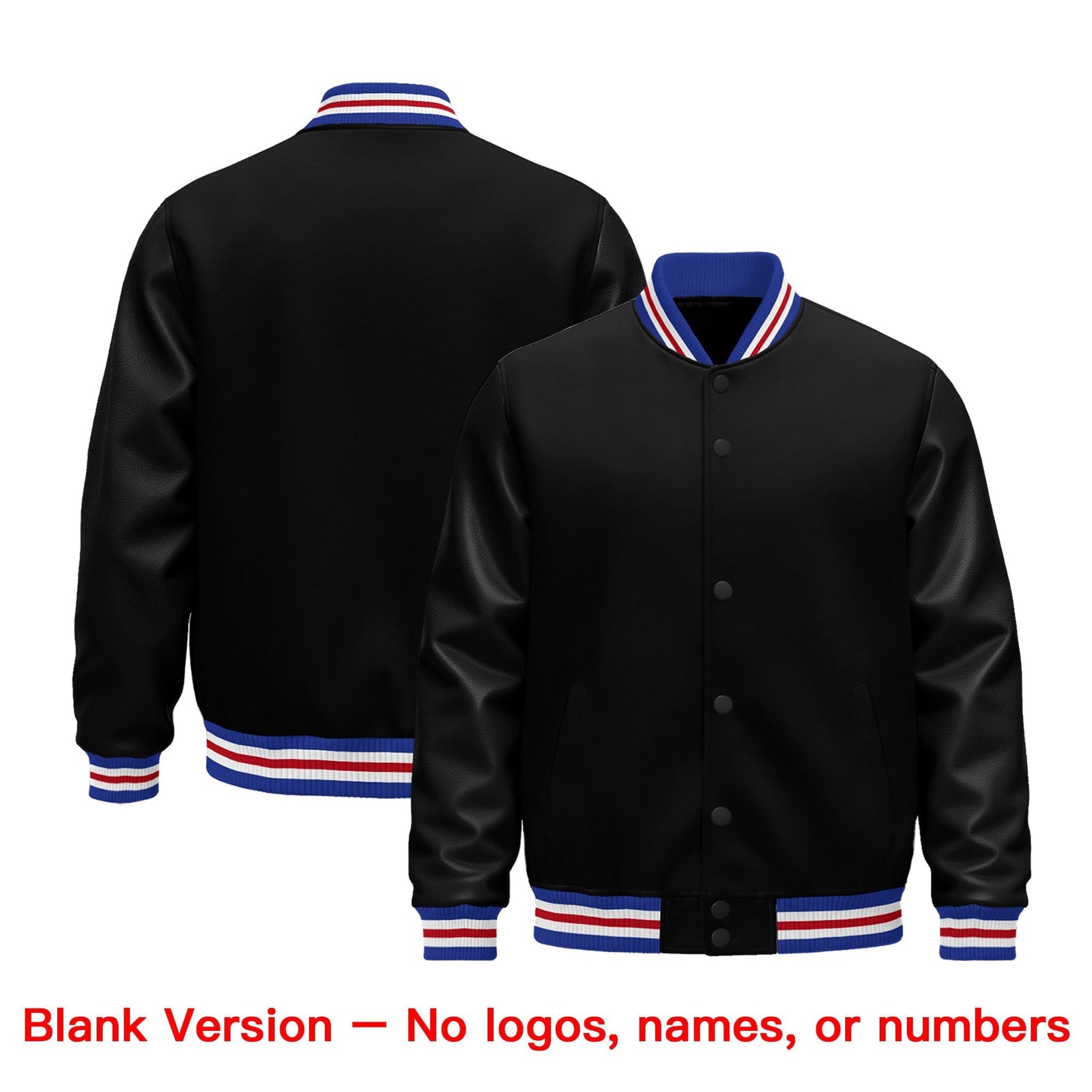 Custom Black Royal Blue White Classic Style Leather Sleeves Wrinkle-Resistant Jacket| KXKSHOP