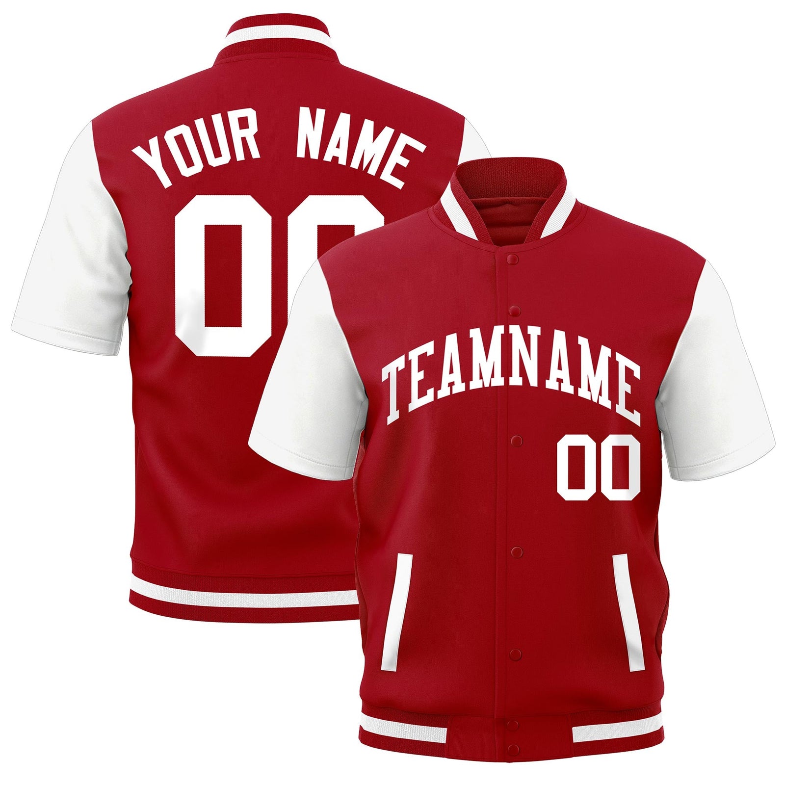 Custom White Red Full-Snap Classic Style Jacket| KXKSHOP