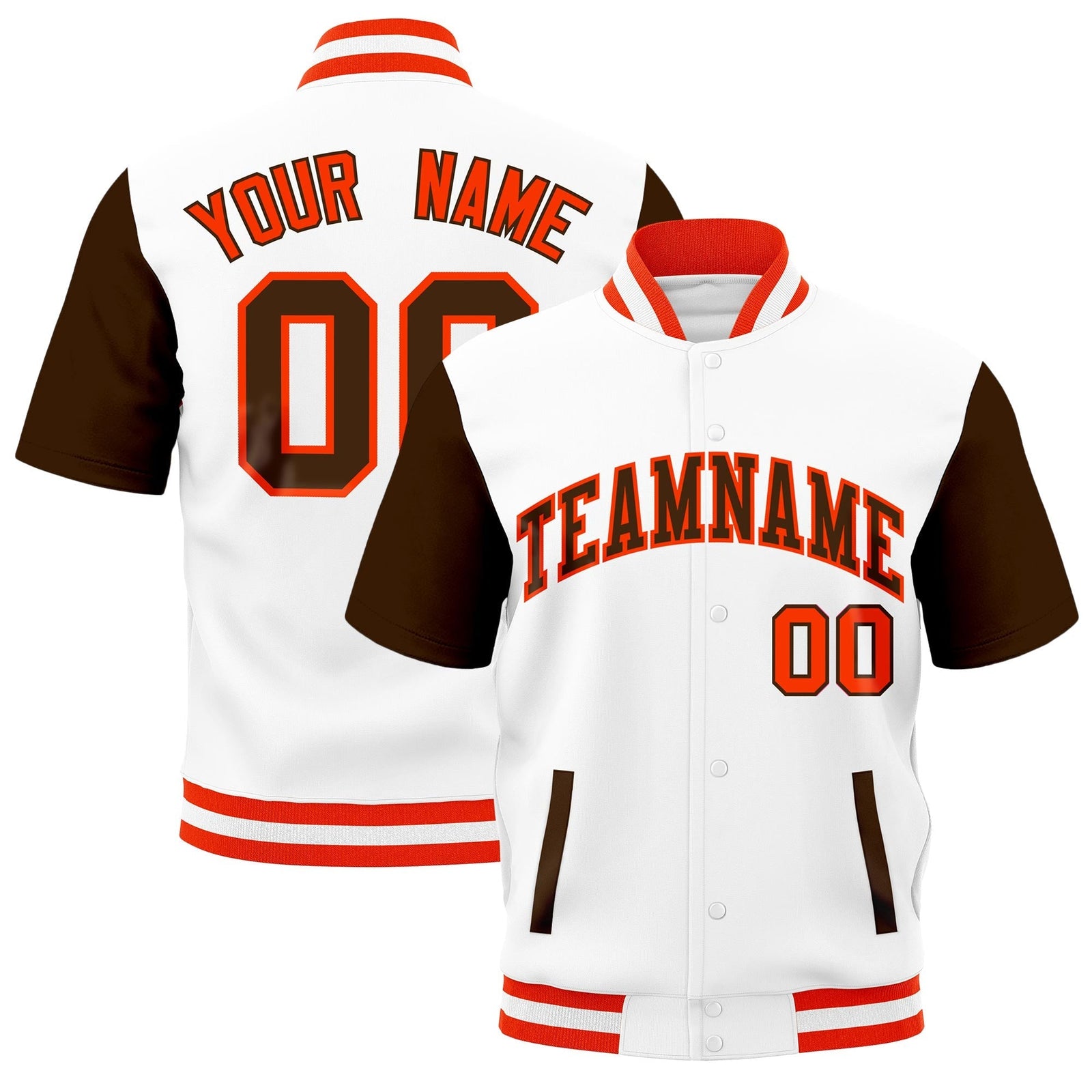 Custom Brown Orange White Full-Snap Classic Style Jacket| KXKSHOP