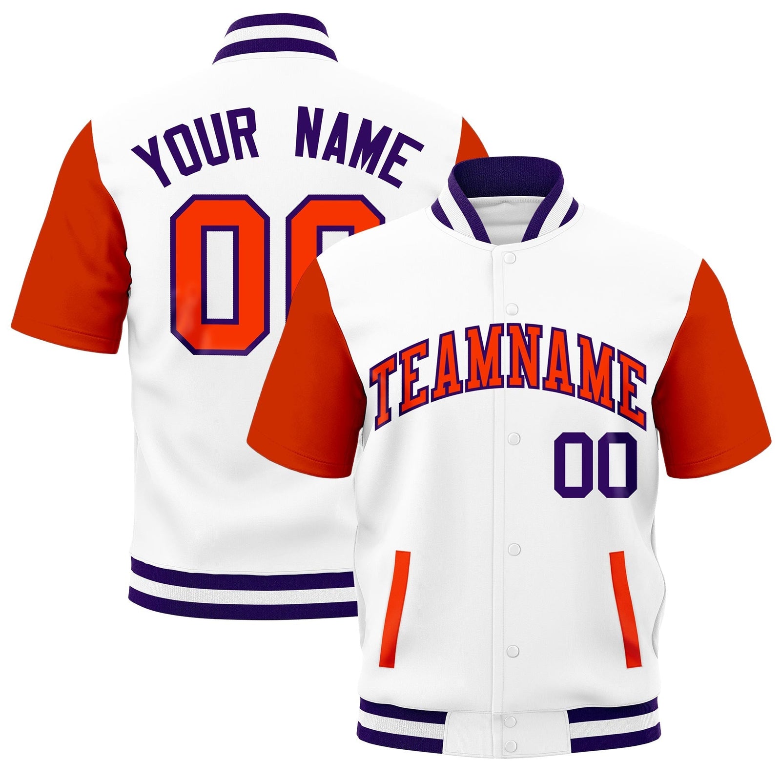 Custom Orange Purple White Full-Snap Classic Style Jacket| KXKSHOP