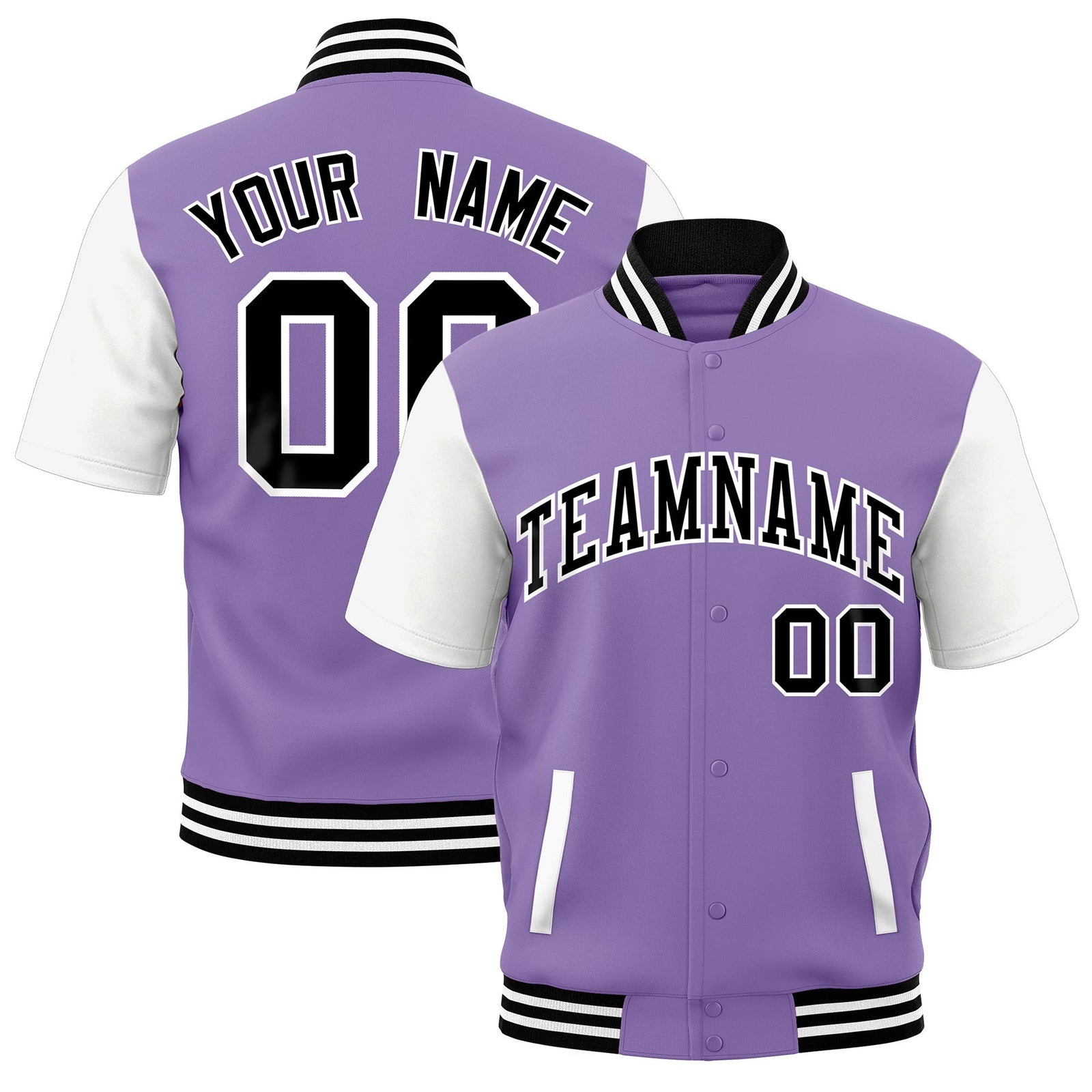Custom White Black Full-Snap Classic Style Jacket| KXKSHOP