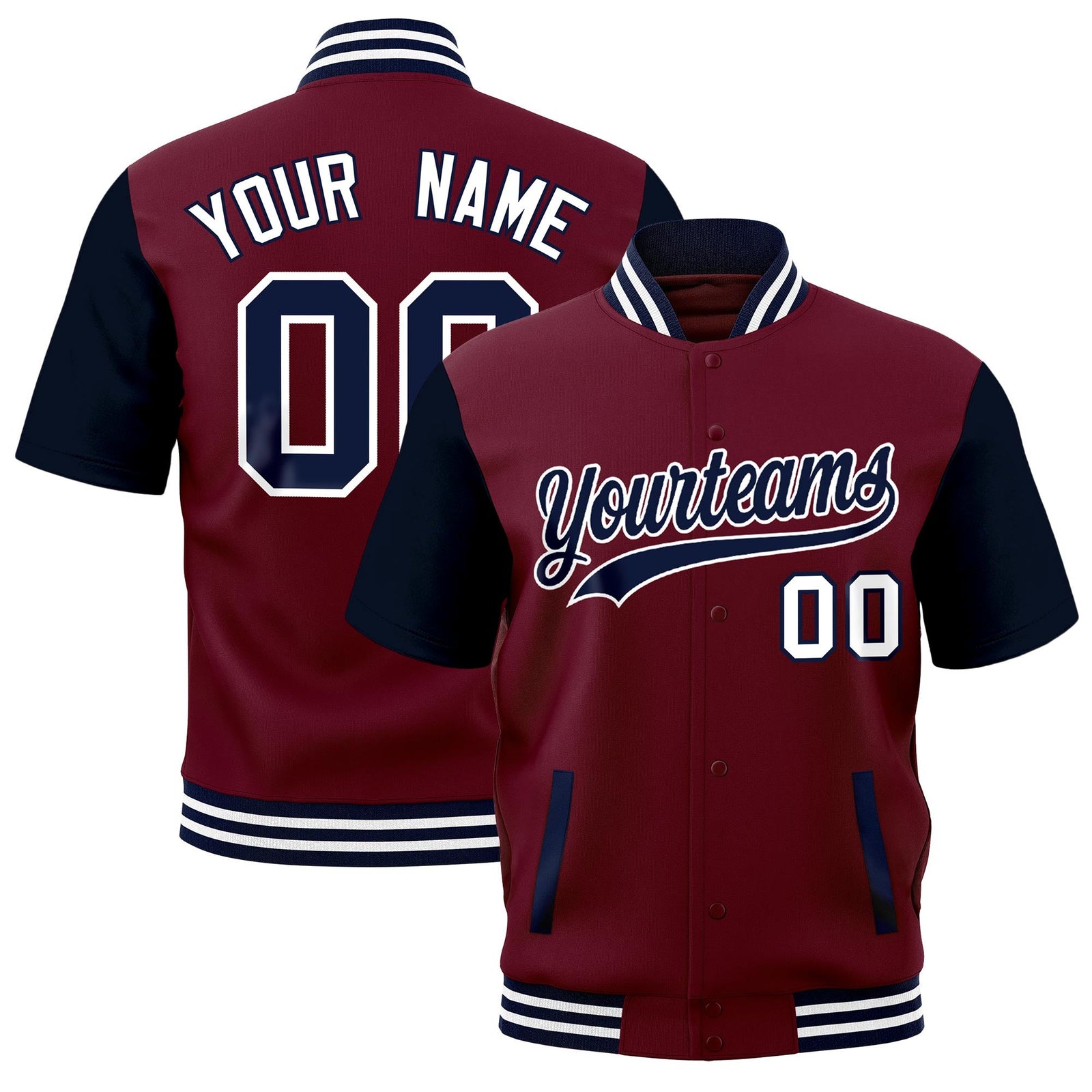 Custom Navy White Full-Snap Classic Style Jacket| KXKSHOP