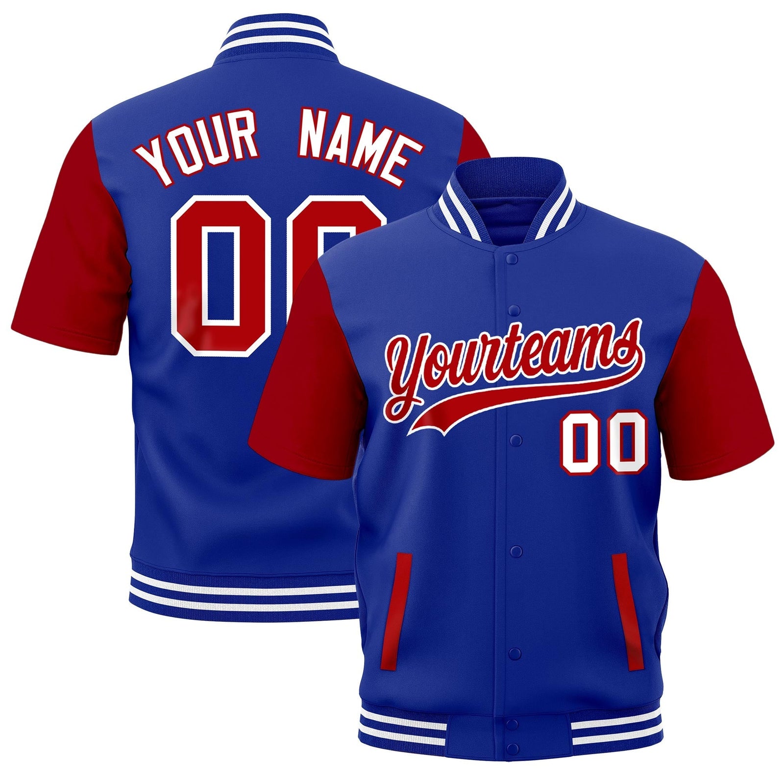 Custom Red Royal Blue White Full-Snap Classic Style Jacket| KXKSHOP