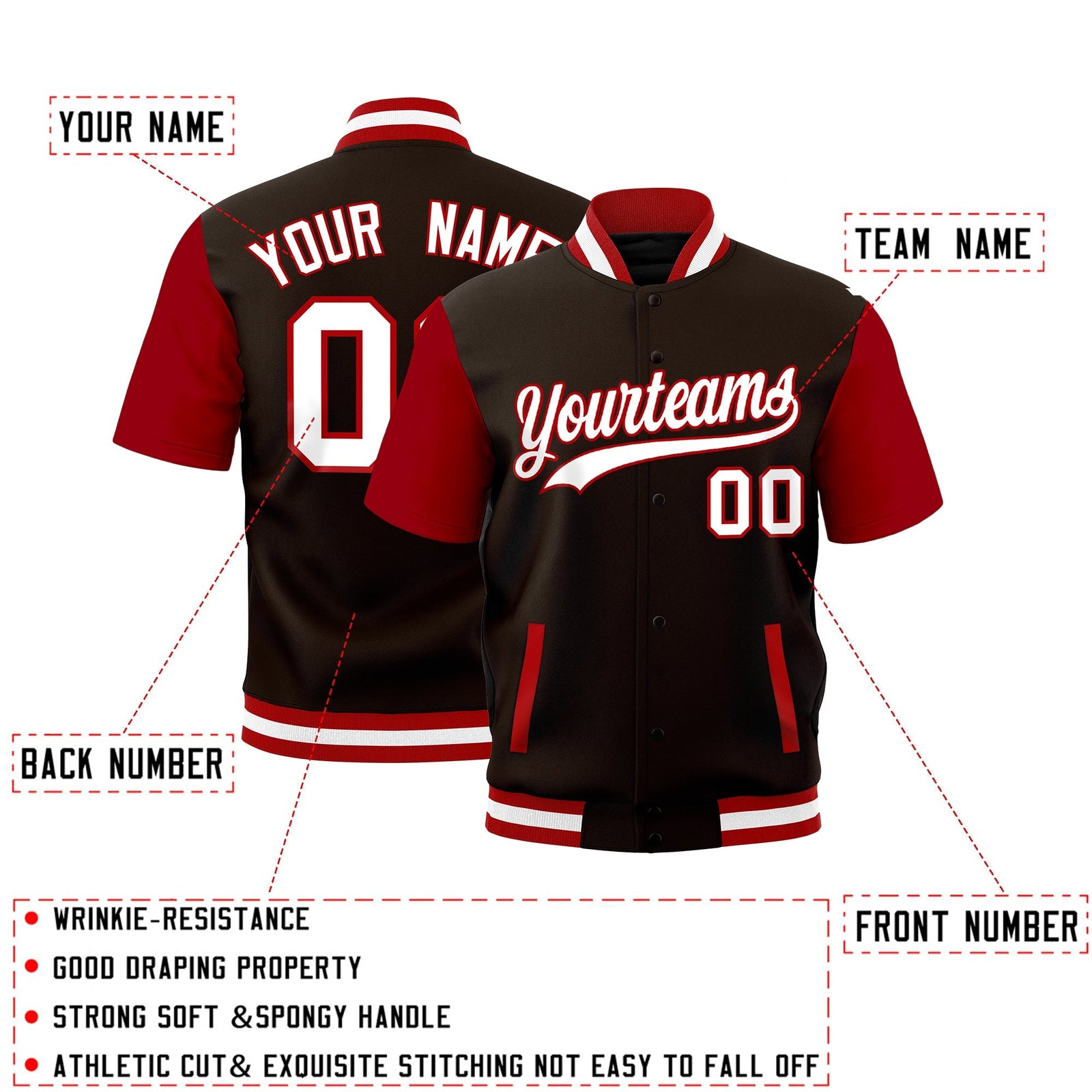 Custom Red White Full-Snap Classic Style Jacket| KXKSHOP