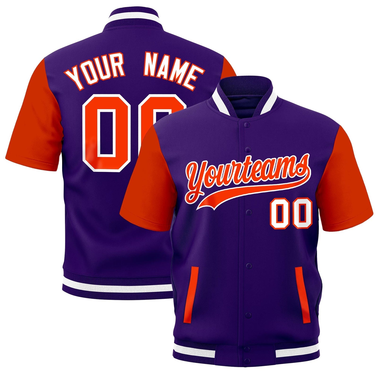 Custom Orange Purple White Full-Snap Classic Style Jacket| KXKSHOP