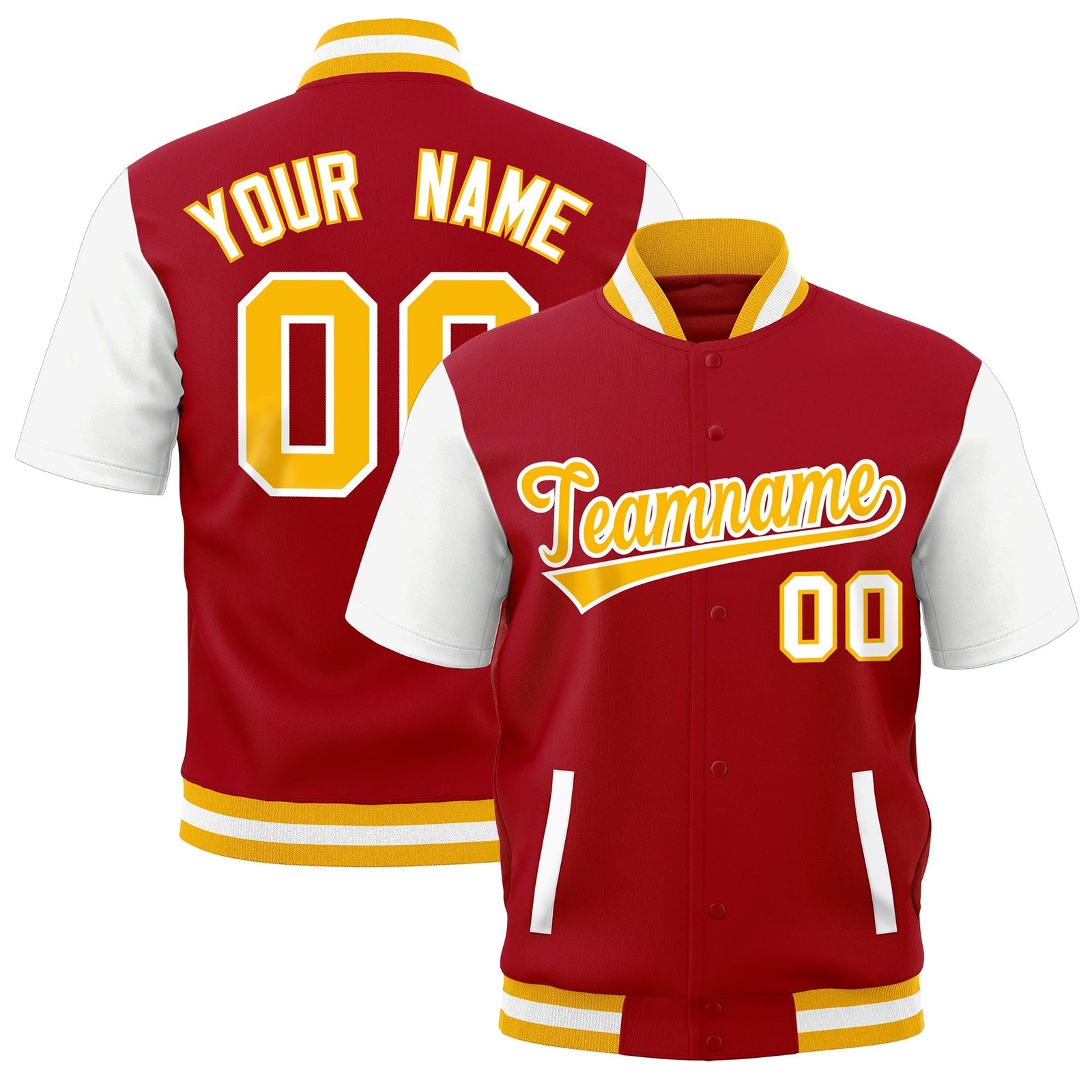 Custom Red White Gold Full-Snap Classic Style Jacket| KXKSHOP