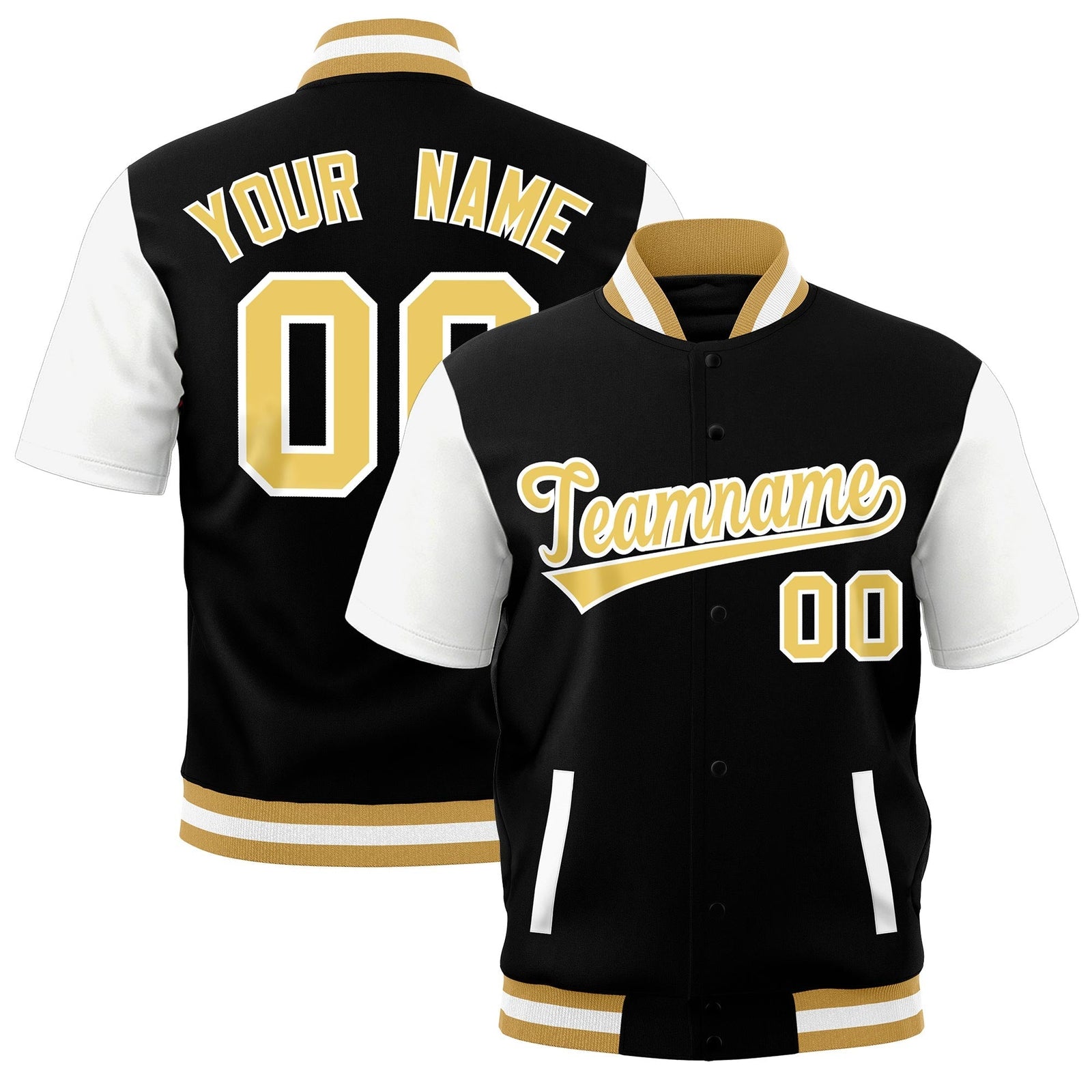 Custom White Old Gold Full-Snap Classic Style Jacket| KXKSHOP