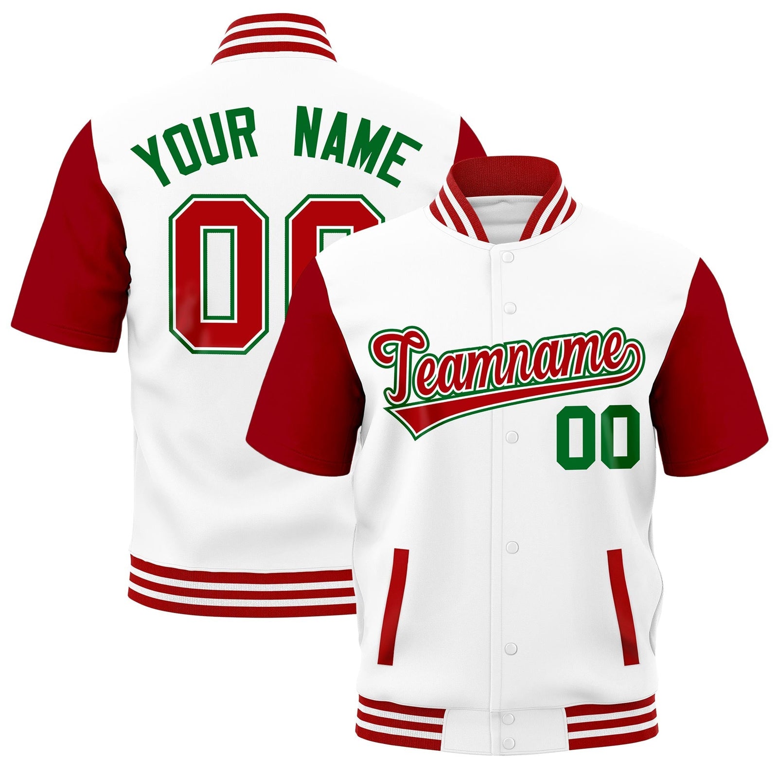 Custom Red White Full-Snap Classic Style Jacket| KXKSHOP