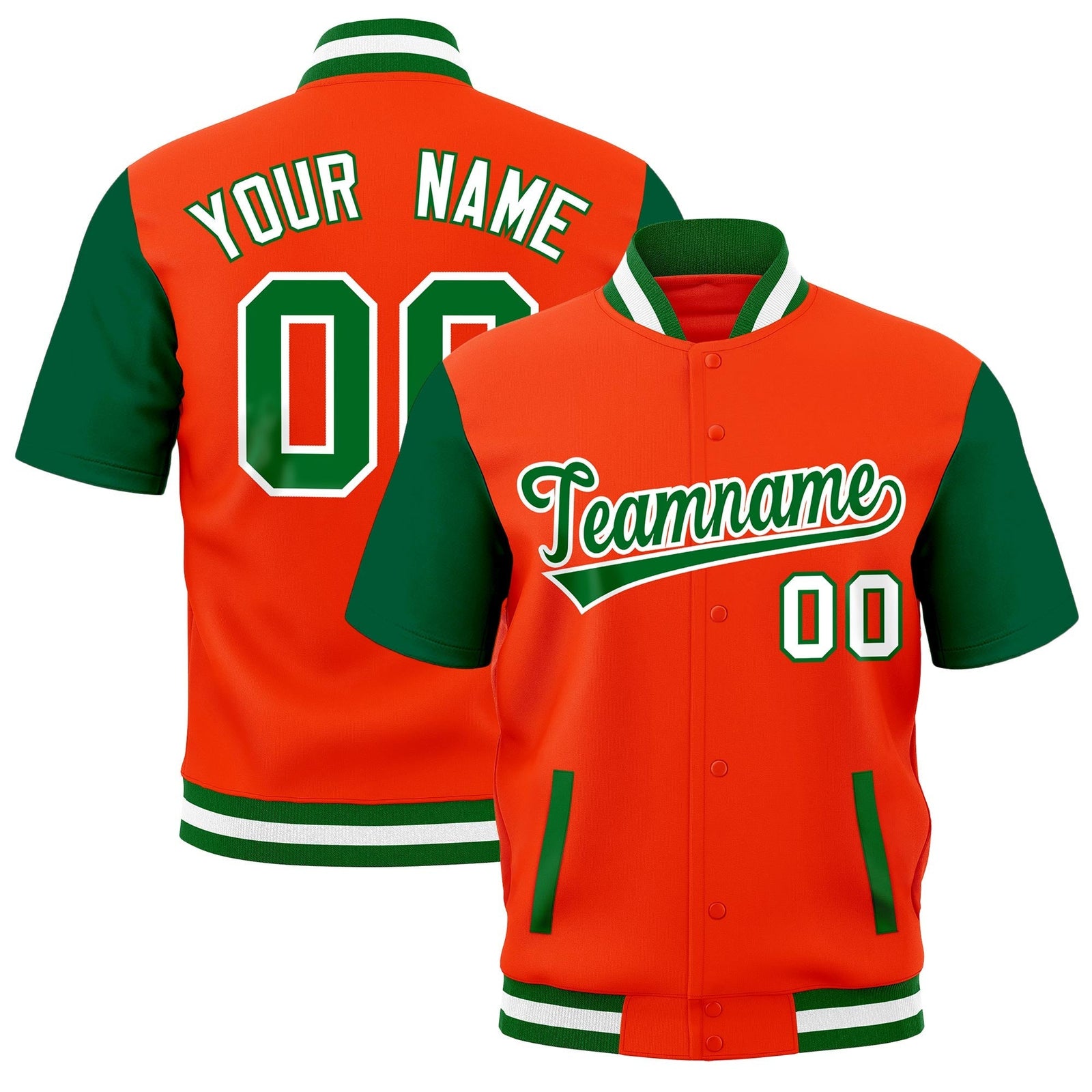 Custom Kelly Green White Full-Snap Classic Style Jacket| KXKSHOP