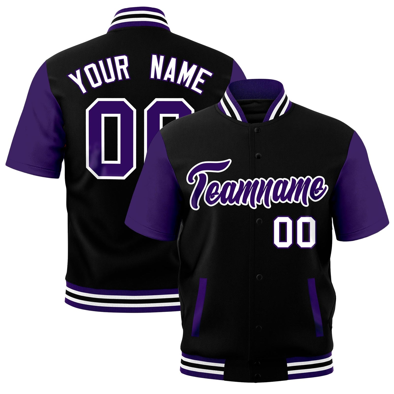 Custom Purple White Black Full-Snap Classic Style Jacket| KXKSHOP