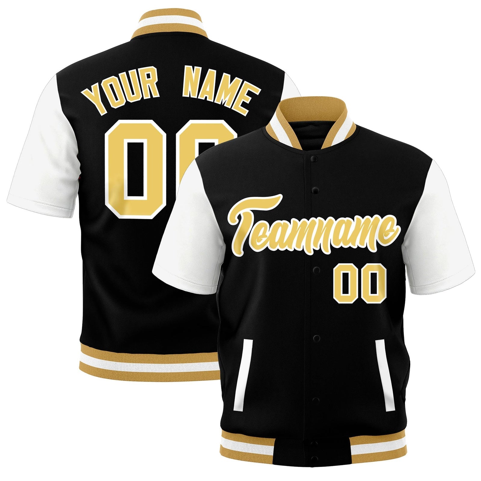Custom White Old Gold Full-Snap Classic Style Jacket| KXKSHOP