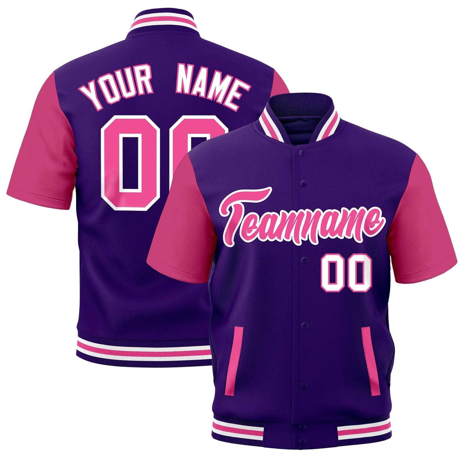 Custom Purple White Pink Full-Snap Classic Style Jacket| KXKSHOP