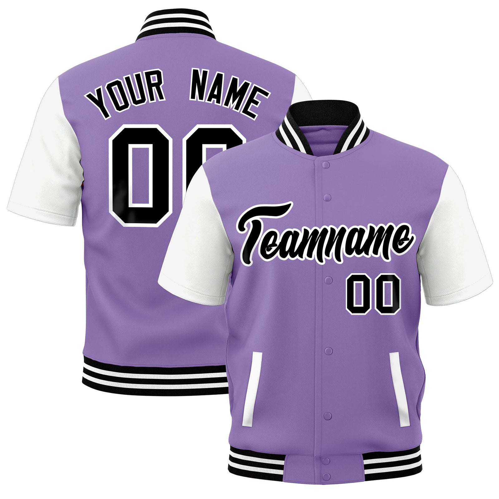Custom White Black Full-Snap Classic Style Jacket| KXKSHOP