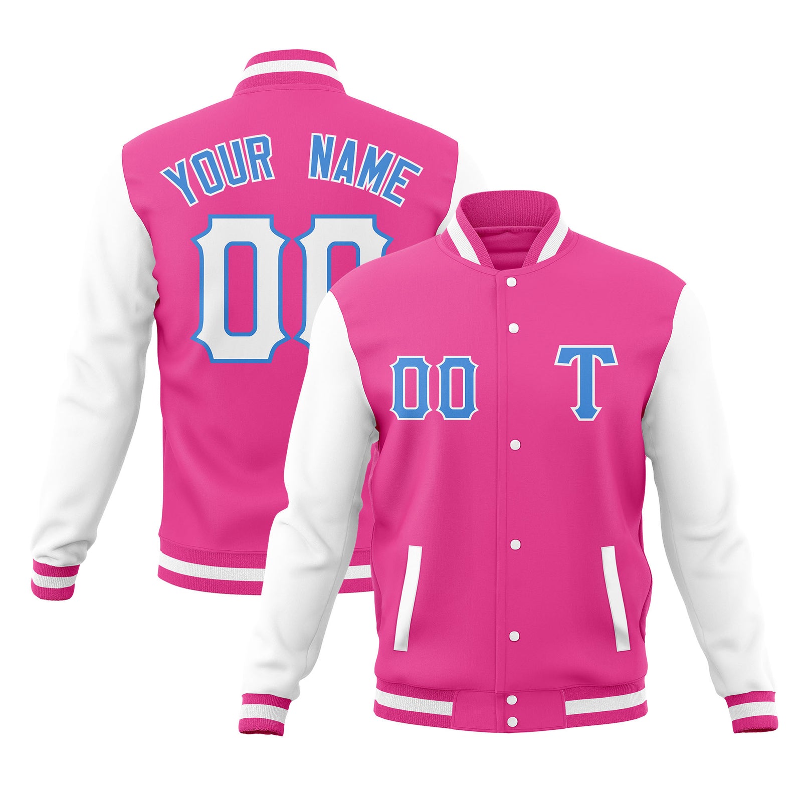 Custom Cotton Blend Baseball Jackets Varsity Letterman Full-Snap Coats for Adults