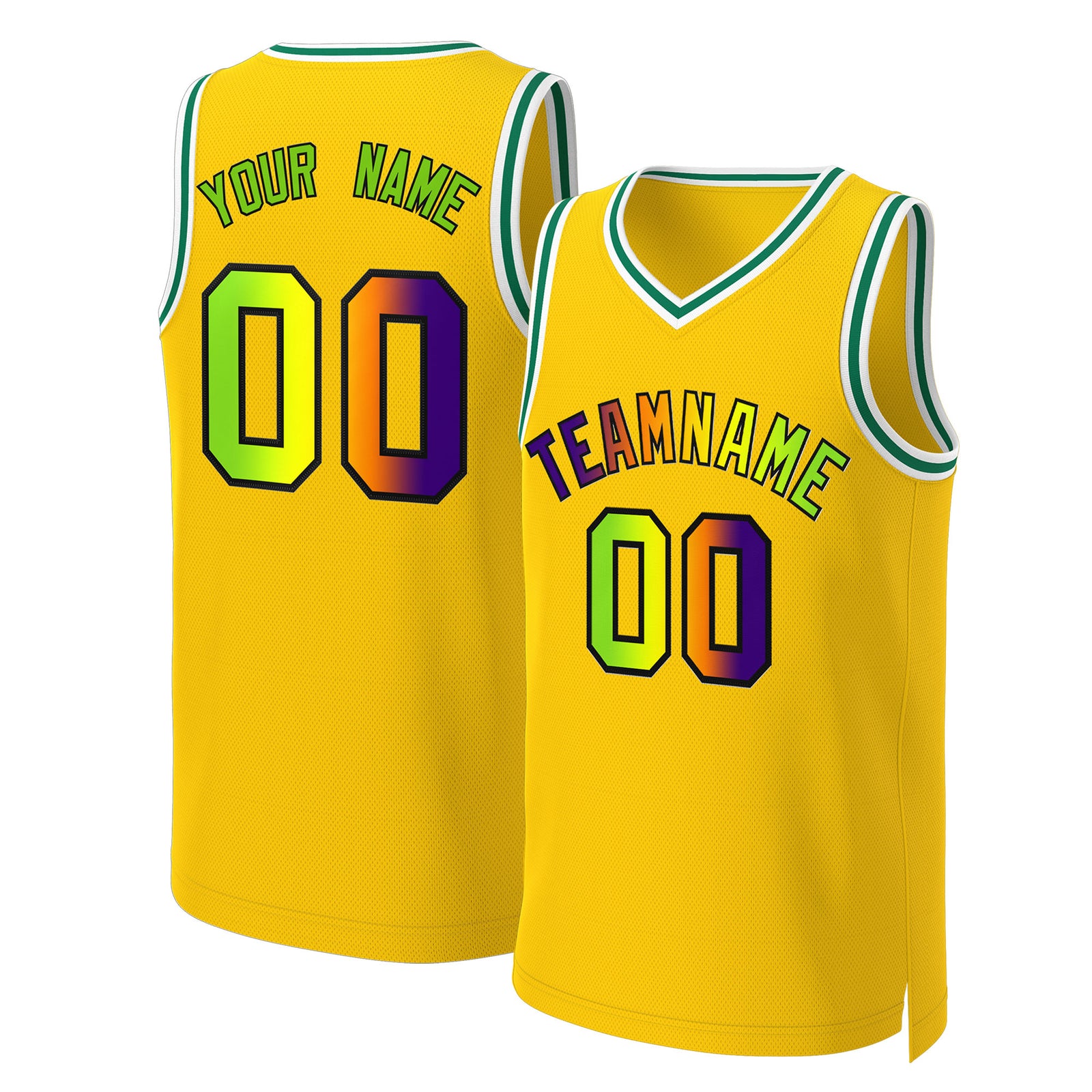 Custom Yellow Purple-Black Classic Gradient Fashion Tops Basketball Jersey