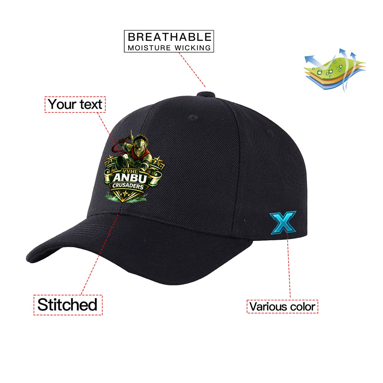 VVHL S10 Season × Anbu Crusaders 3D Puff Embroidery Flat Embroidery Baseball Cap