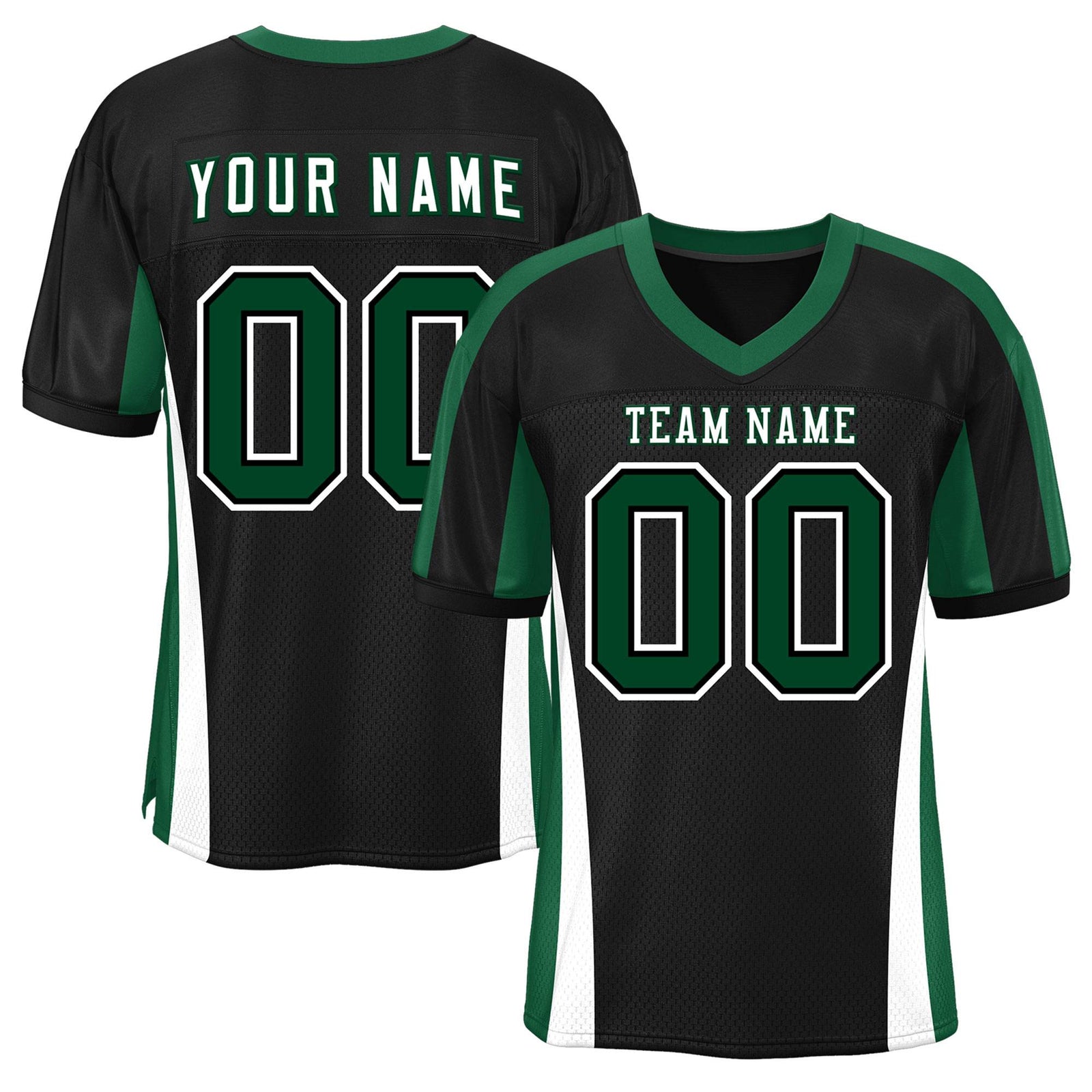 Custom Black Color Block Mesh Authentic Football Jersey