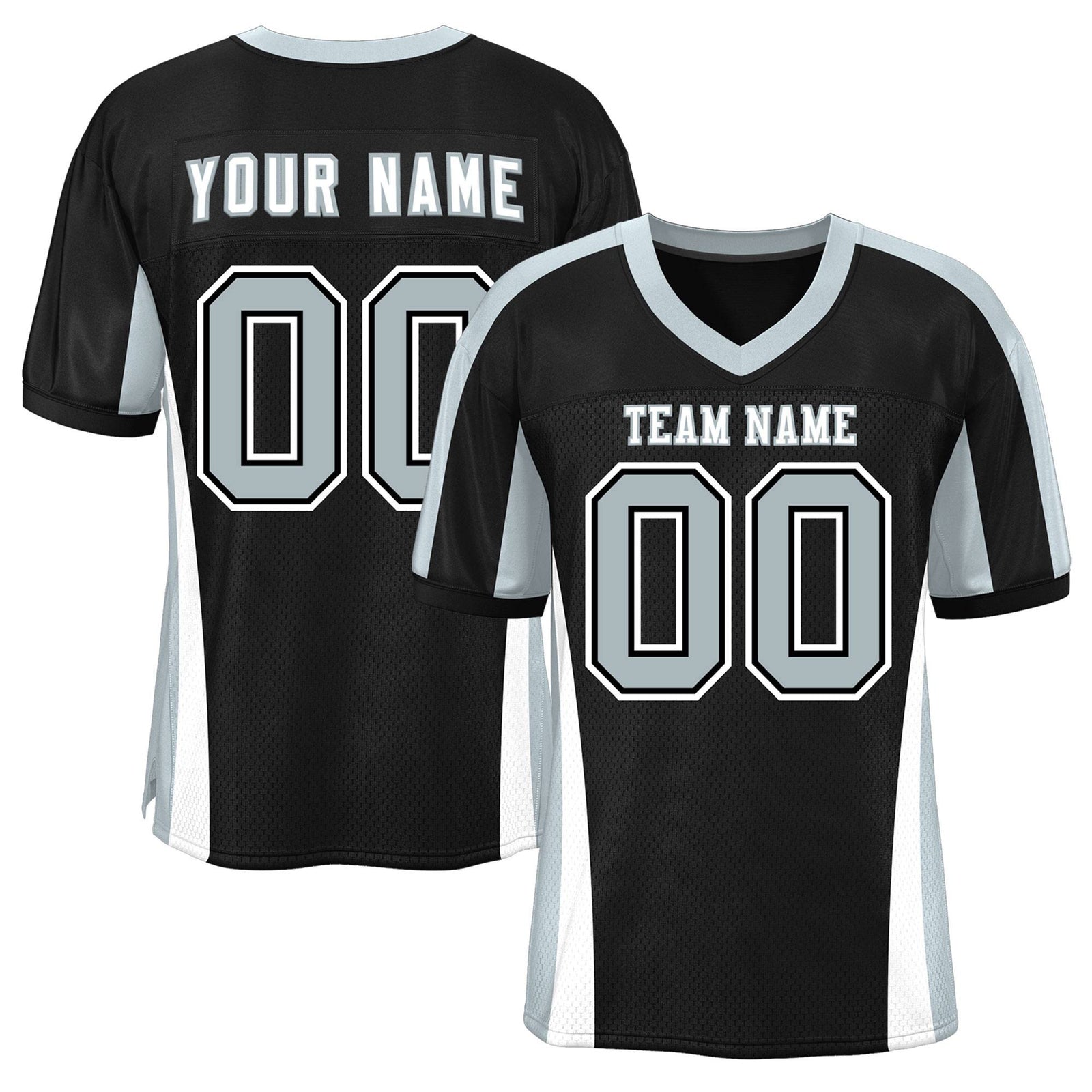 Custom Black Color Block Mesh Authentic Football Jersey