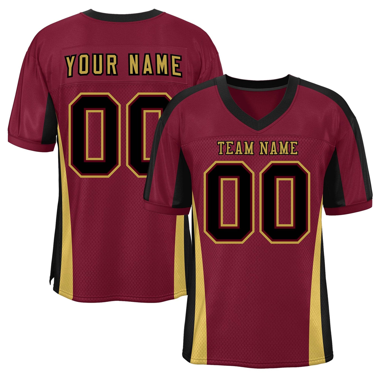 Custom Cardinal Color Block Mesh Authentic Football Jersey