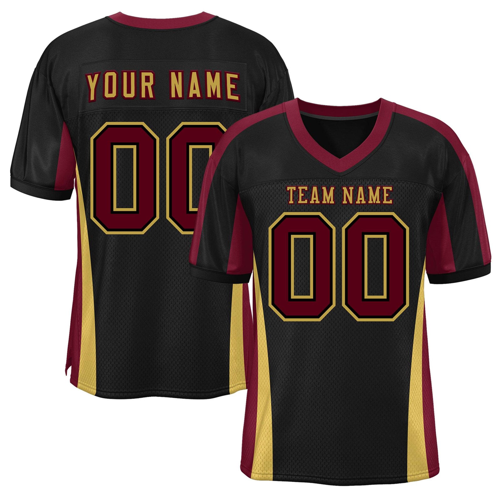 Custom Black Color Block Mesh Authentic Football Jersey