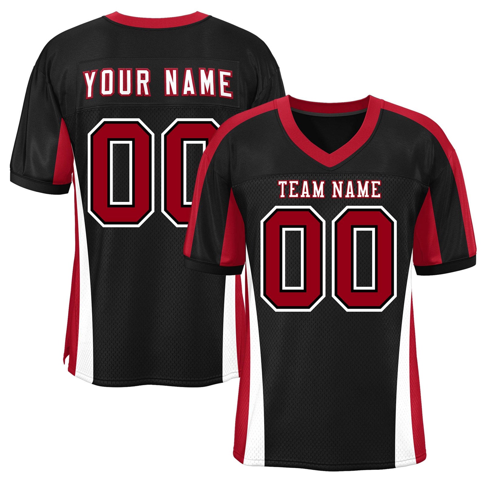 Custom Black Color Block Mesh Authentic Football Jersey