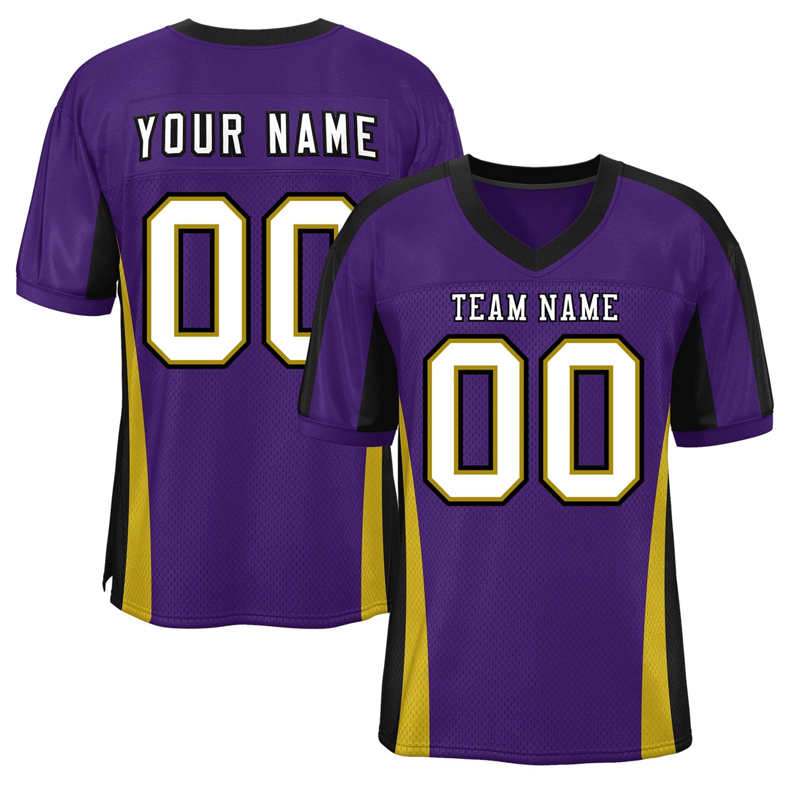 Custom Purple Color Block Mesh Authentic Football Jersey