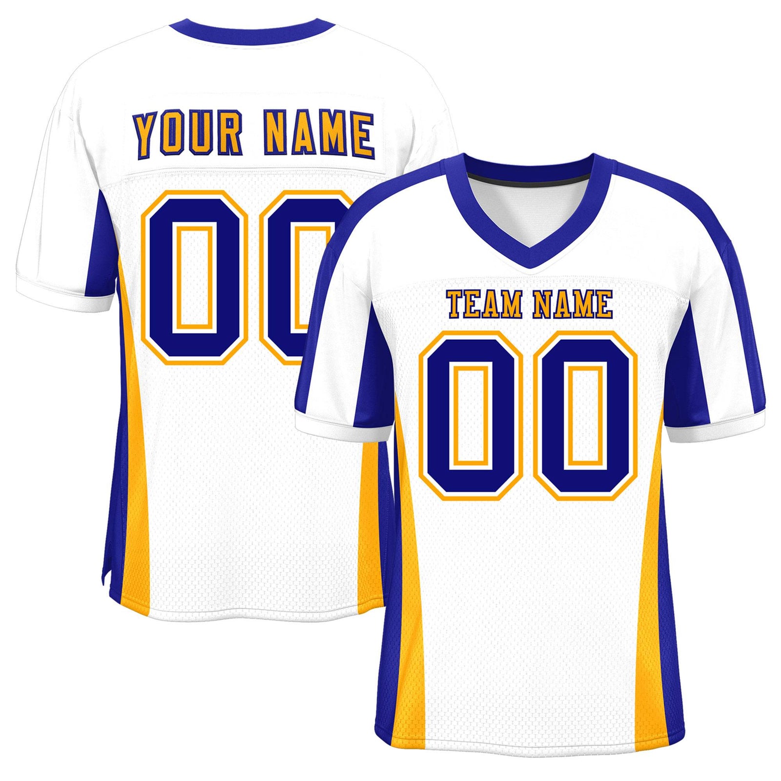 Custom White Color Block Mesh Authentic Football Jersey